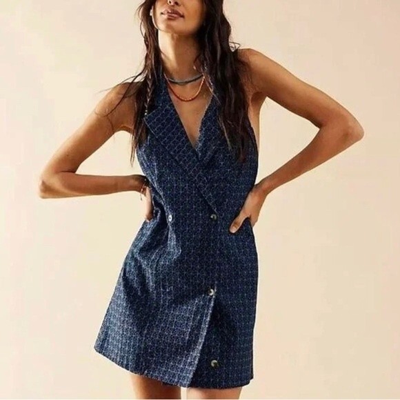 NWOT Free People Louie Blazer Mini Dress Blazer-in-spired. Size Medium - Picture 1 of 7
